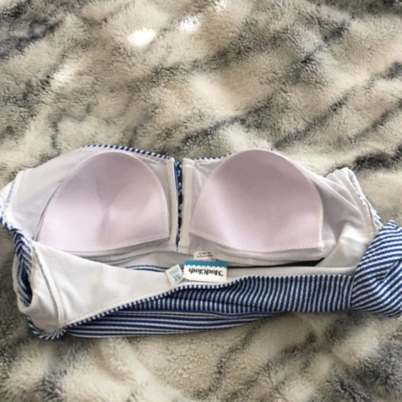 Modcloth "Sissone" Off Shoulder Cap Sleeve Button Up Swim Top - Size Medium - Picture 7 of 9